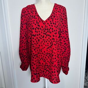 JODIFL Scarlet Animal Print V-Neck Blouse